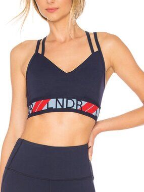 LNDR Lotus Sports Bra Navy Strappy Yoga Workout Sports Athleisure Womens Size XS